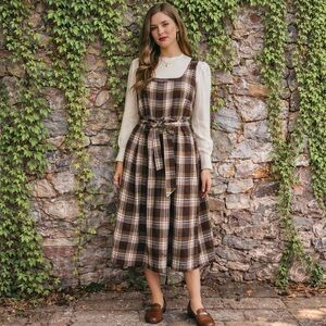 NWT BLOOMCHIC Brown Plaid Flannel Dress, 22/24W